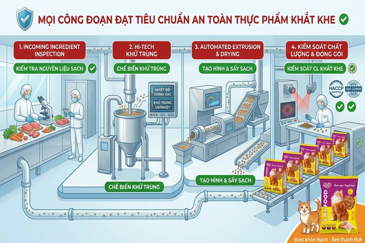 Thức ăn cho mèo Orio với quy trình sản xuất sạch từ Bifood